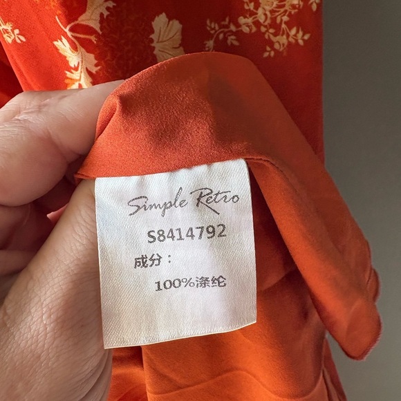 SIMPLE RETRO, size small. TALL burnt orange  STRAPPY MIDI DRESS IN DITSY FLORAL - Picture 9 of 9